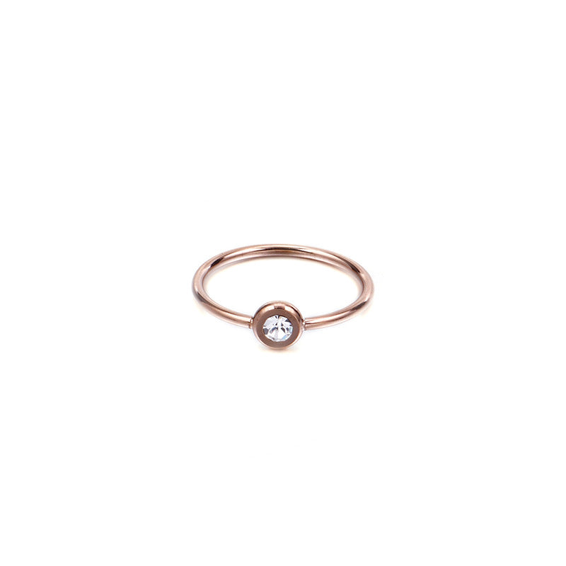 Korean Fashion Stainless Steel Rose Gold Index Finger Ring Tail Zircon Ultra-fine Single Ring