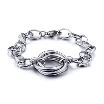 Fashion Stainless Steel Interlocking Necklace Bracelet Two Piece Set Wholesale Valentine's Day Gift