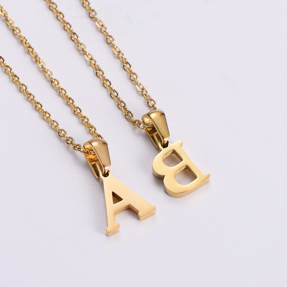 Simple Style Letter Titanium Steel Plating Pendant Necklace