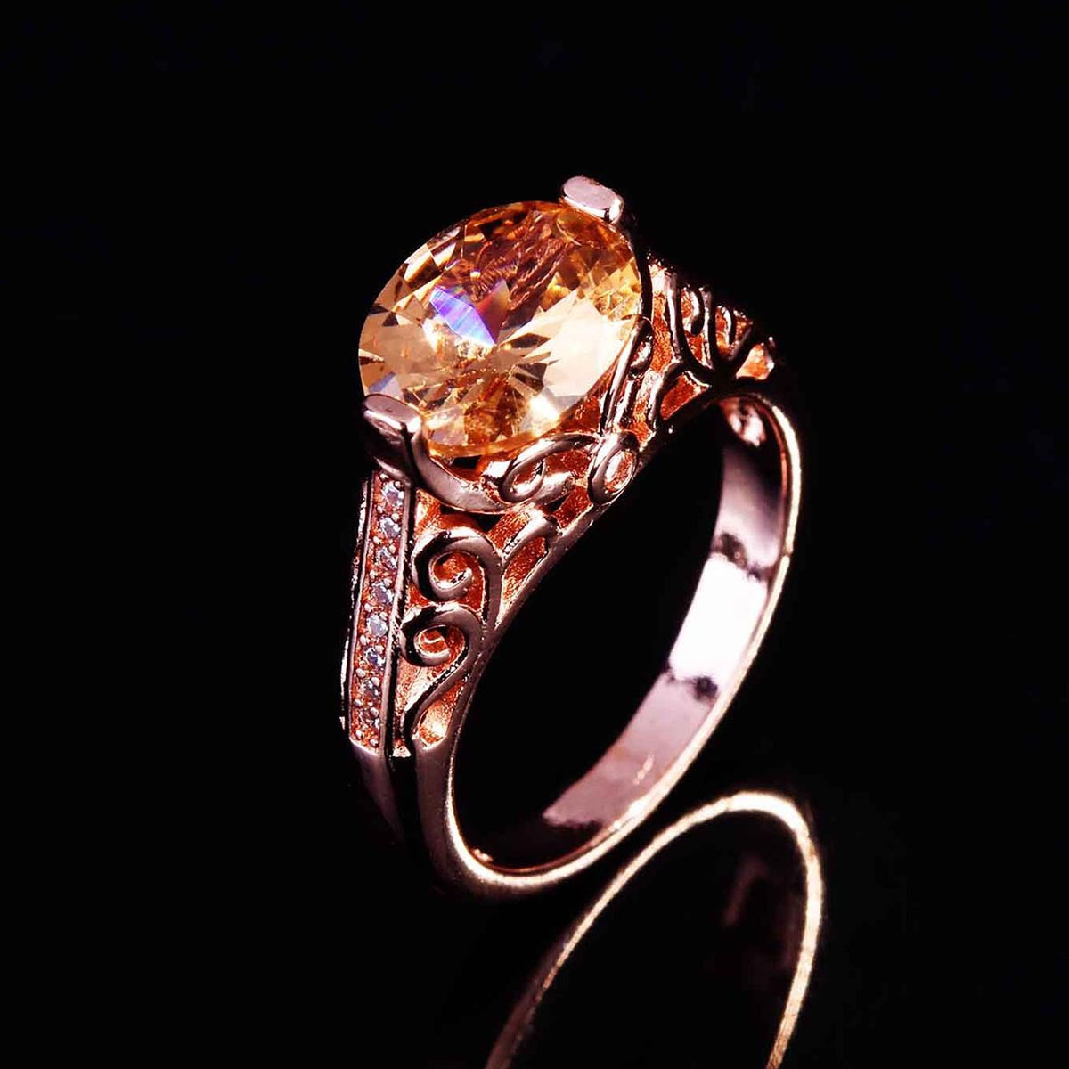 Cross-border Foreign Trade New European And American Morganite Colored Gemstone Hollow Ring