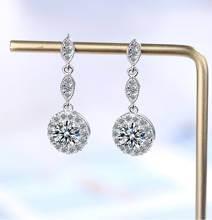 1 Pair Ig Style Shiny Round Plating Inlay Copper Zircon Drop Earrings