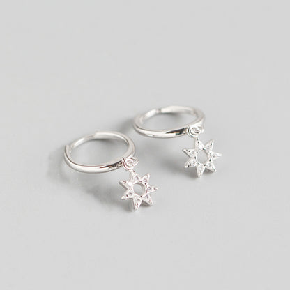 Yhe0161 European And American Ins Light Luxury S925 Sterling Silver Geometric Stars Diamond Minimalist All-match Ear Ring Ear Clips Earrings