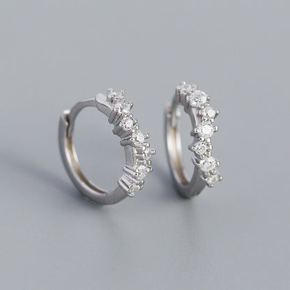 European And American S925 Silver Geometric Wave Diamond Earrings