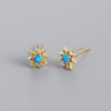 Yhe0355 European And American Entry Lux Style S925 Silver Ins Octagonal Xingx Opal Fresh And Cute Earrings Silver Ear Jewelry Female