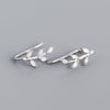 Fashion Leaf Plating Gem Earrings Ear Studs