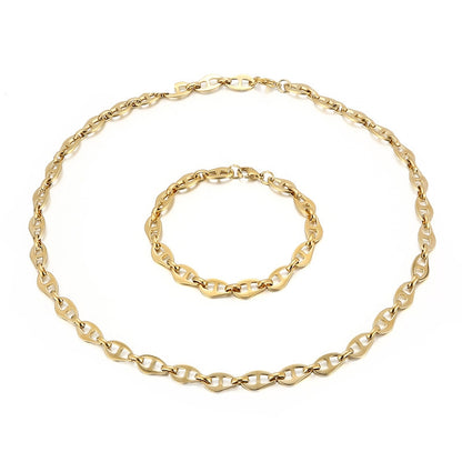 Europe America Geometric Chain 18k Gold-plated Necklace Bracelet Stainless Steel Jewelry