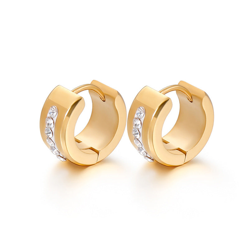 Fashion Circle Gold Plated Stainless Steel Earrings Wholesale Jewelry