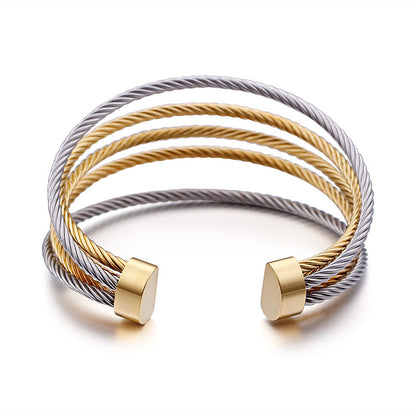 European And American Jewelry Simple Fashion C-shaped Opening Multi-layer Women's Bracelet