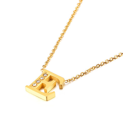 New Fashion Creative Gold 26 English Letters Stainless Steel Necklace