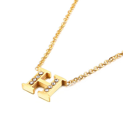 New Fashion Creative Gold 26 English Letters Stainless Steel Necklace