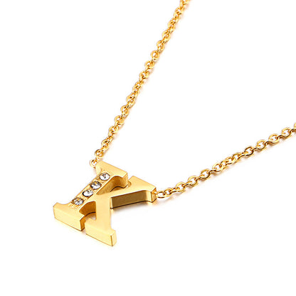 New Fashion Creative Gold 26 English Letters Stainless Steel Necklace