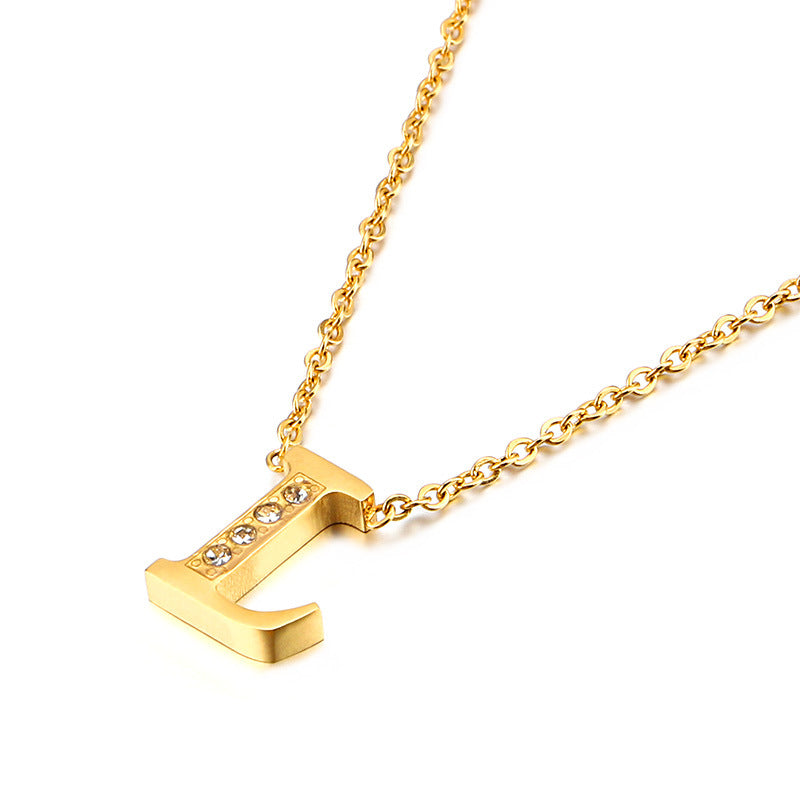 New Fashion Creative Gold 26 English Letters Stainless Steel Necklace