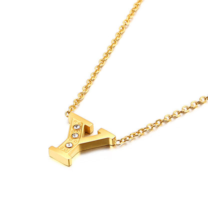 New Fashion Creative Gold 26 English Letters Stainless Steel Necklace