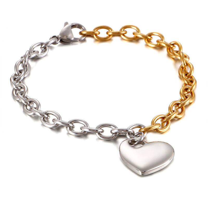 Simple And Creative Gold Stainless Steel Heart Bracelet Wholesale