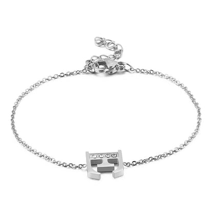 New 26 English Letters Diamond Fashion Personality Stainless Steel Bracelet