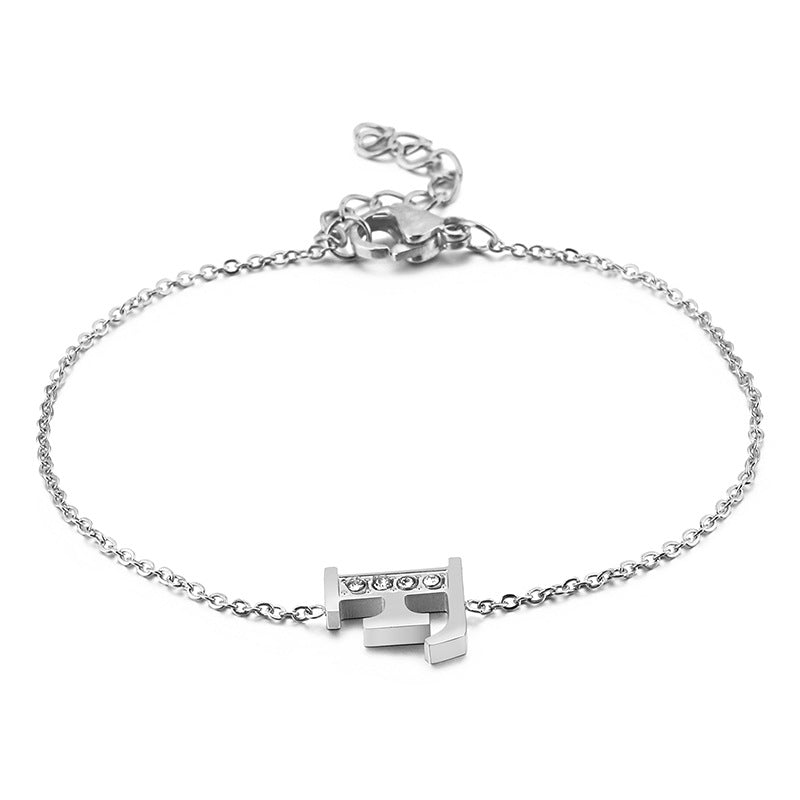 New 26 English Letters Diamond Fashion Personality Stainless Steel Bracelet