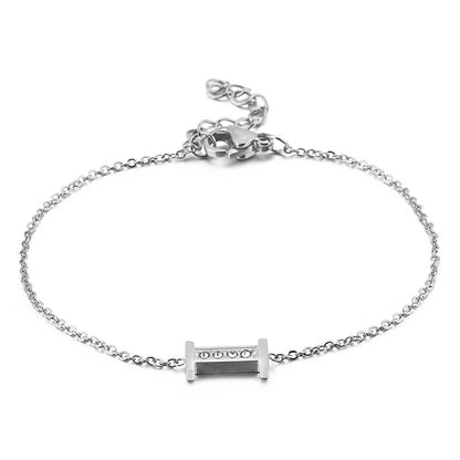 New 26 English Letters Diamond Fashion Personality Stainless Steel Bracelet