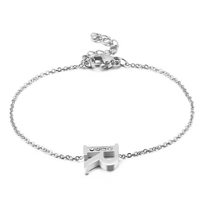 New 26 English Letters Diamond Fashion Personality Stainless Steel Bracelet