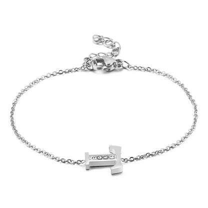 New 26 English Letters Diamond Fashion Personality Stainless Steel Bracelet