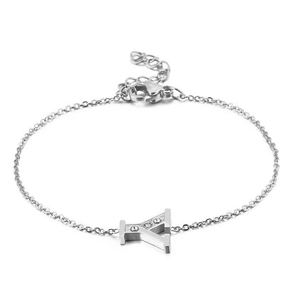 New 26 English Letters Diamond Fashion Personality Stainless Steel Bracelet