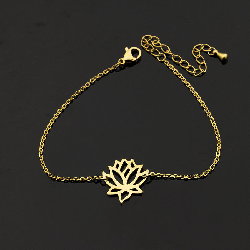 Simple Rose Gold Bracelet Stainless Steel Lotus Bracelet Wholesale