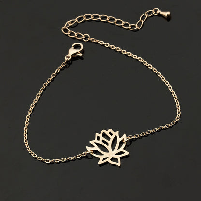 Simple Rose Gold Bracelet Stainless Steel Lotus Bracelet Wholesale