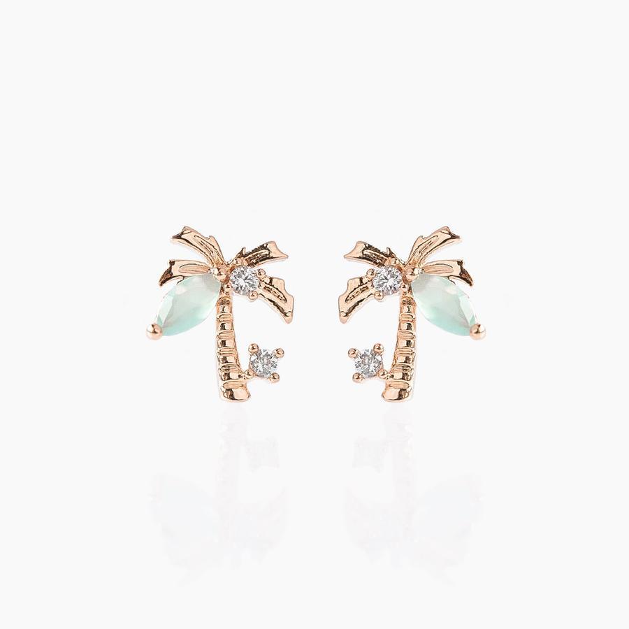 Beach Coconut Tree Earrings Copper Plated 18k Real Gold Earrings