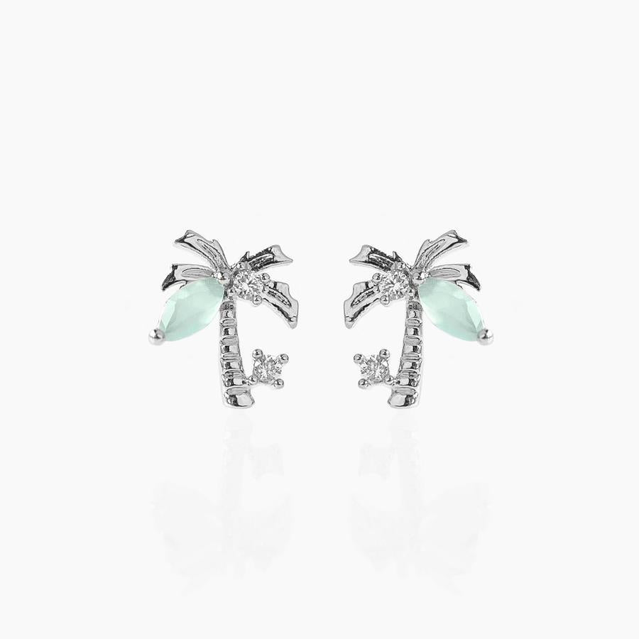 Beach Coconut Tree Earrings Copper Plated 18k Real Gold Earrings