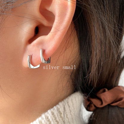 Geometric Smooth Square Silver Earrings Wholesale