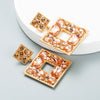 Fashion Flower Diamond Alloy Artificial Gemstones Earrings