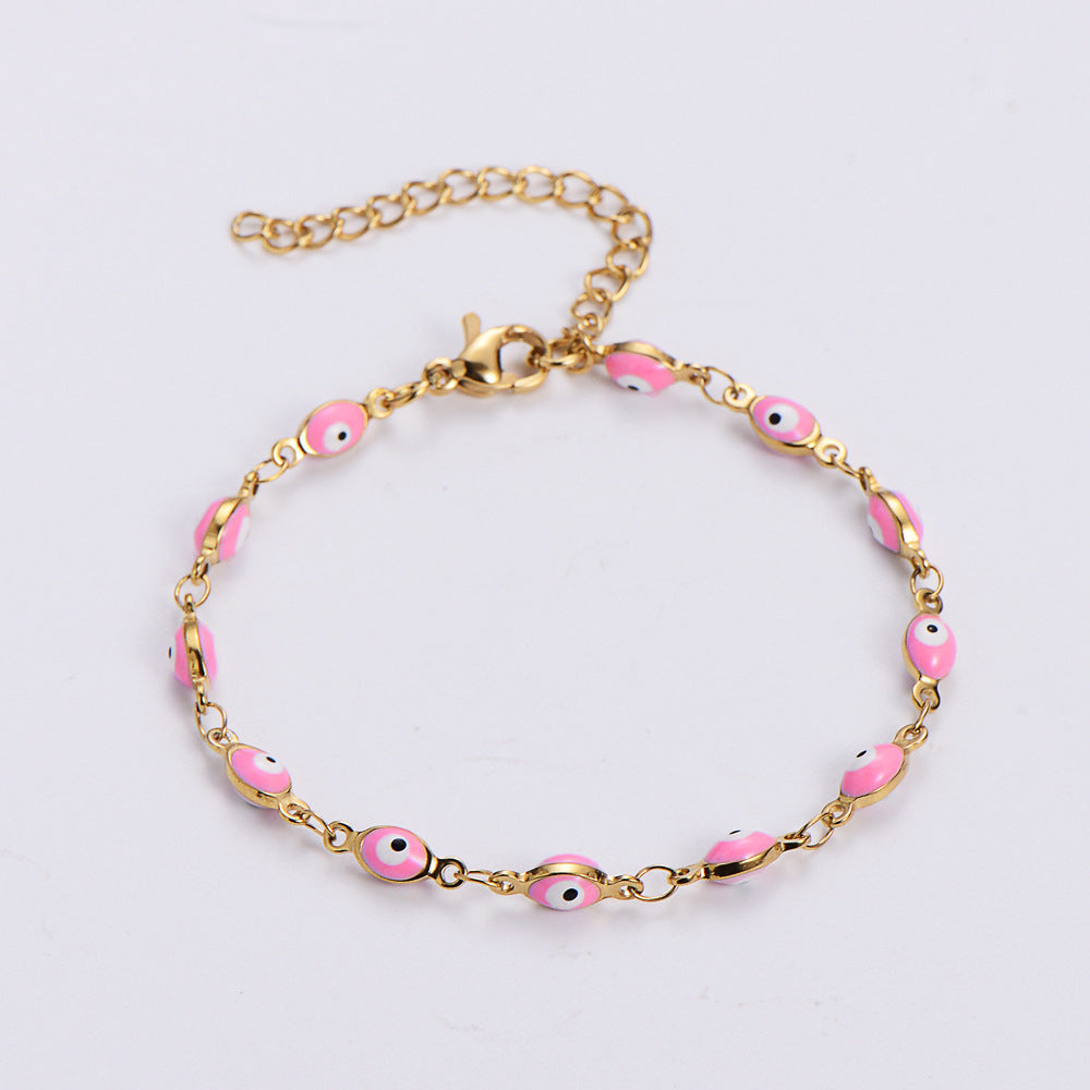 Ethnic Style Eye Titanium Steel Stoving Varnish No Inlaid Bracelets