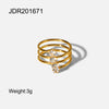 European And American White Zirconium 4 Diamond Open 18k Gold-plated Stainless Steel Ring Jewelry