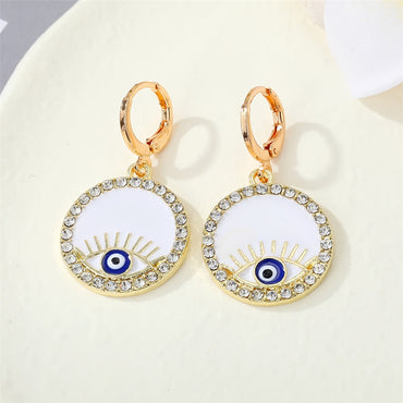 Retro Pearl Eye Color Rhinestone Love Demon Eye Ear Ring Cross-border Jewelry