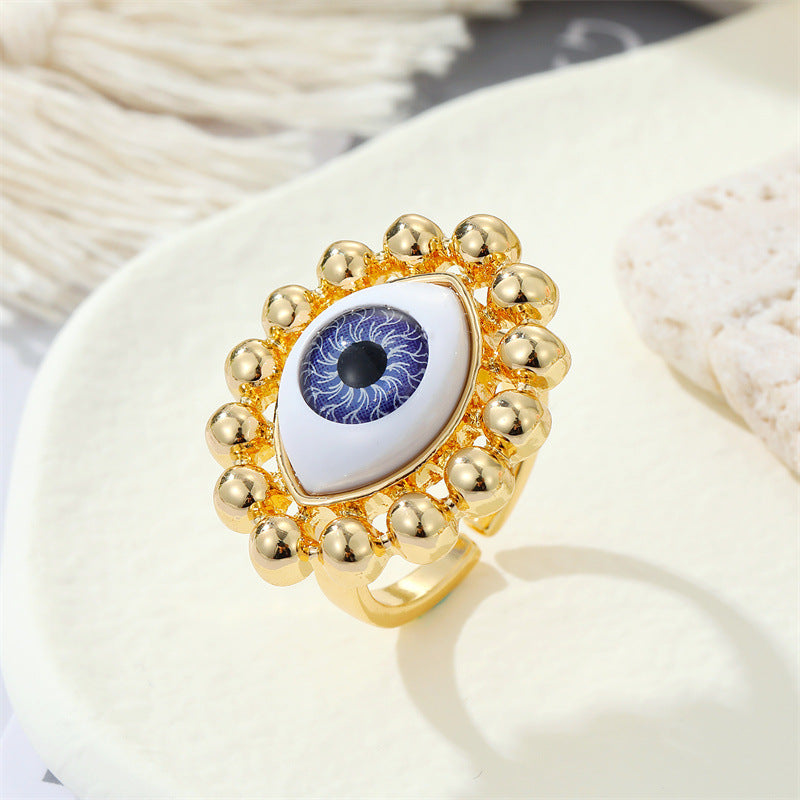 European Retro Metal Devil's Eye Color Turkish Eye Ring Cross-border Jewelry