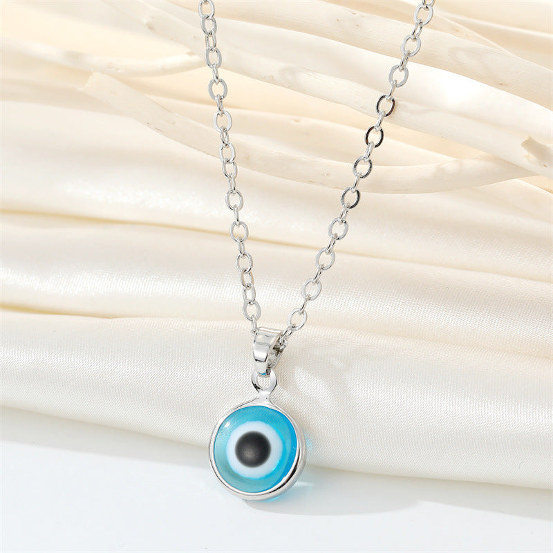 Retro Simple Color Resin Turkish Eye Necklace Demon Eye Pendant Necklace