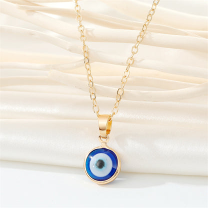 Retro Simple Color Resin Turkish Eye Necklace Demon Eye Pendant Necklace