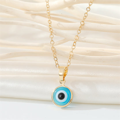 Retro Simple Color Resin Turkish Eye Necklace Demon Eye Pendant Necklace