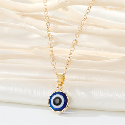 Retro Simple Color Resin Turkish Eye Necklace Demon Eye Pendant Necklace