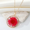 Bohemian Natural Dried Flower Transparent Round Resin Necklace