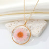 Bohemian Natural Dried Flower Transparent Round Resin Necklace