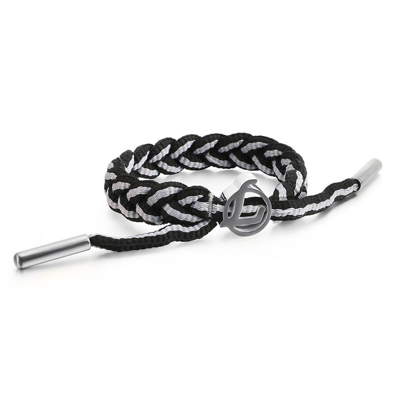 Hip-Hop Sports Letter Rope Titanium Steel Knitting Men's Bracelets