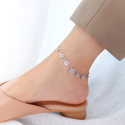 Fashion Flower Titanium Steel Plating No Inlaid Women's Anklet