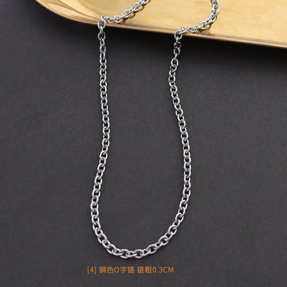 Simple Titanium Steel Plated 18k Gold Jewelry Bare Chain Necklace