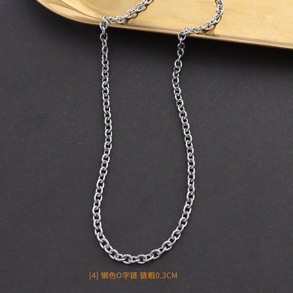 Simple Titanium Steel Plated 18k Gold Jewelry Bare Chain Necklace