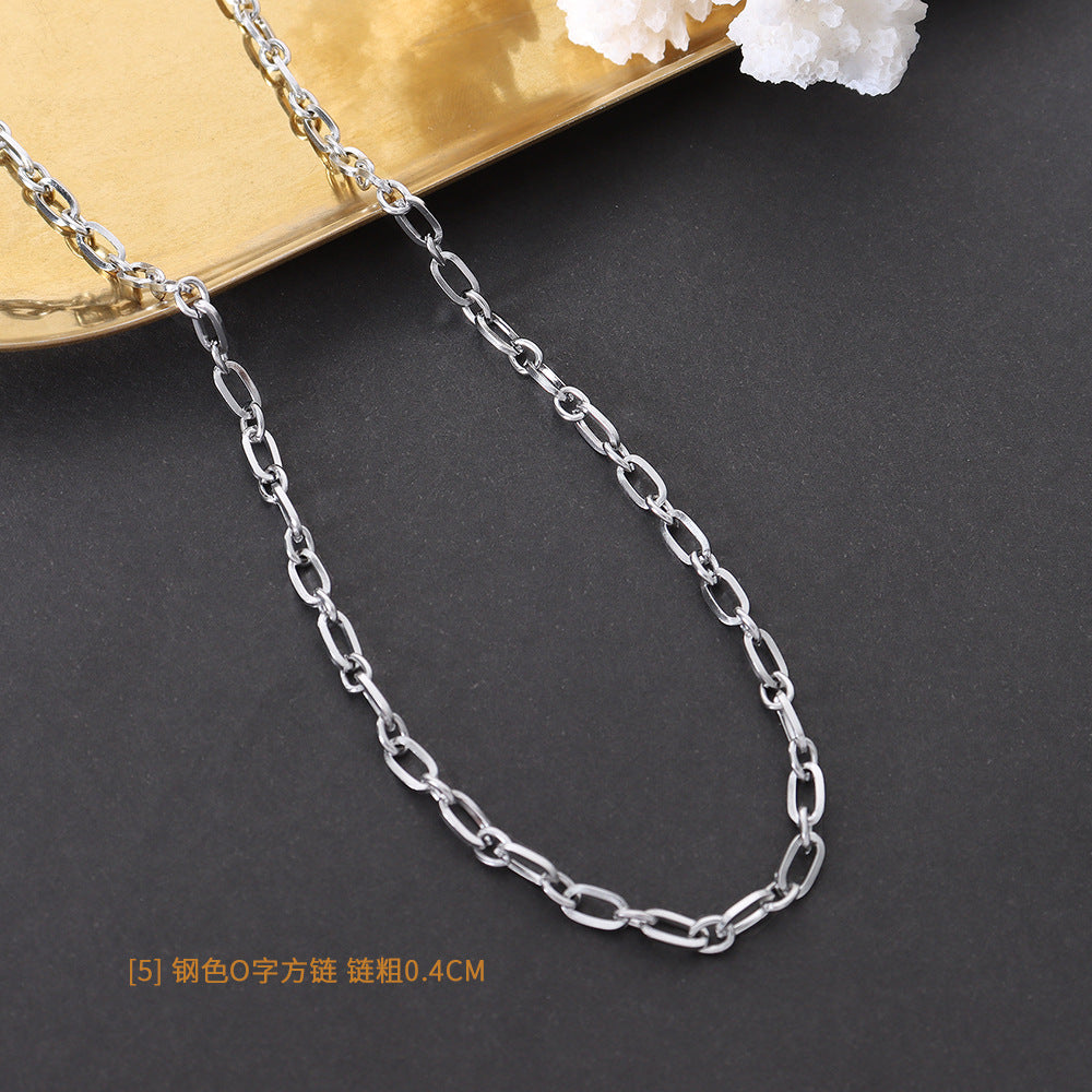 Simple Titanium Steel Plated 18k Gold Jewelry Bare Chain Necklace