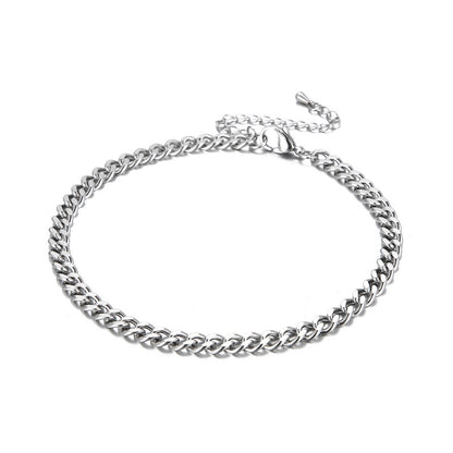 Fashion Simple Stainless Steel Cuban Chain Anklet 18k Gold Female Foot Ornament Wholesale