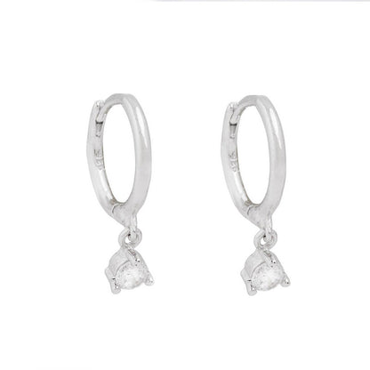 Fashion Single Diamond Geometric Minimalist Zircon S925 Silver Earrings