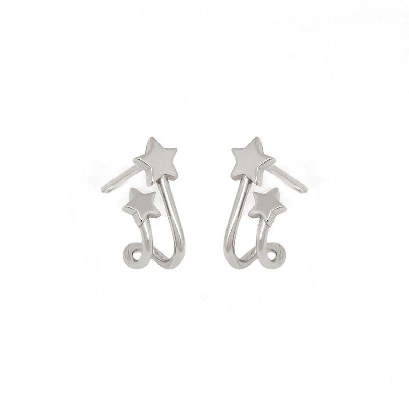 Simple Double-layer Star Earrings Fashion Exquisite Five-pointed Star Earrings Ear Jewelry