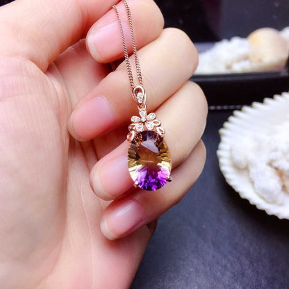 Live Broadcast Hot Sale New Colorful Watermelon Tourmaline Necklace Colorful Bright Luxury Egg-shaped Amethyst Rings Pendants