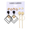 New Retro Pearl Earring C-shaped Diamond Geometric Alloy Earrings Set 5 Pairs